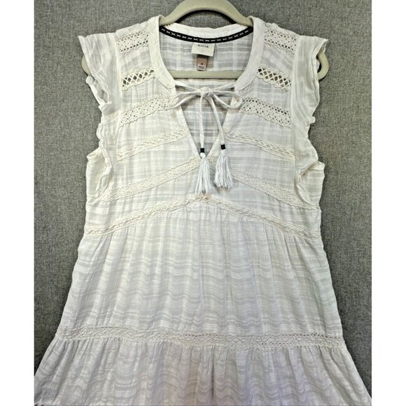 Knox Rose Womens Sundress Size M White Tiered Boho Cotton Coastal Short Shift - Picture 4 of 16